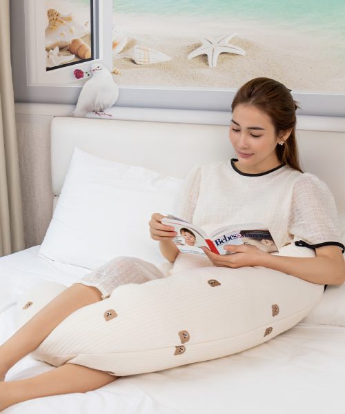 Gối Ôm Đa Năng Cho Người Lớn & Bé – Hỗ Trợ Mẹ Bầu, Mẹ Sau Sinh, Bé Tập Tummy Time, thêu Bear