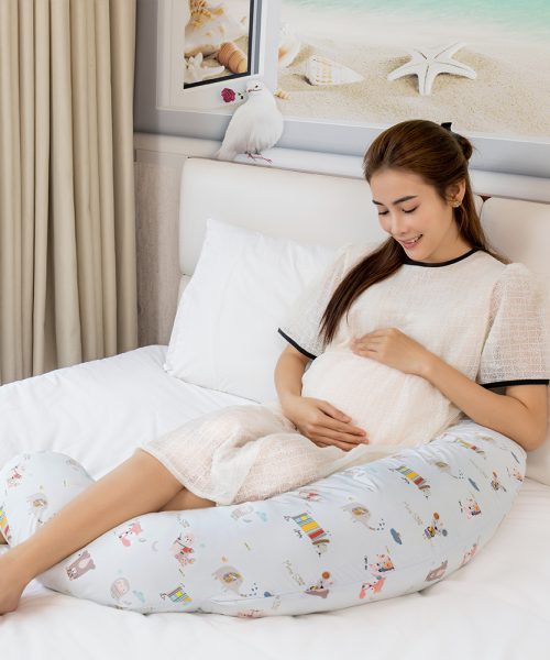 Gối Ôm Đa Năng Cho Người Lớn & Bé – Hỗ Trợ Mẹ Bầu, Mẹ Sau Sinh, Bé Tập Tummy Time, Blue hoạ tiết