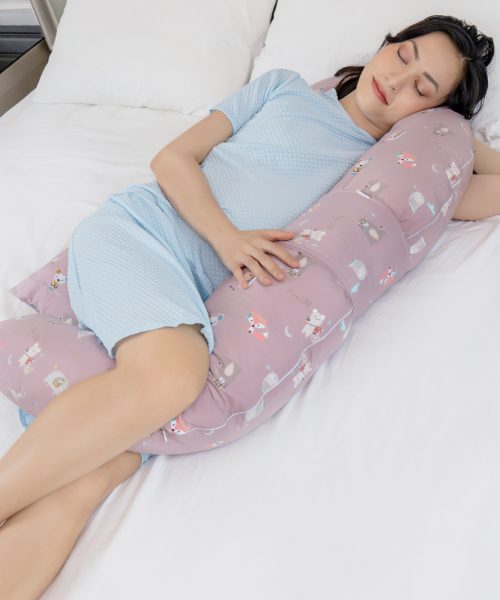Gối Ôm Đa Năng Cho Người Lớn & Bé – Hỗ Trợ Mẹ Bầu, Mẹ Sau Sinh, Bé Tập Tummy Time, Brown hoạ tiết